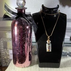 WORRY BOTTLE CHARM 18k GOLD OVER STERLING SNAKE  CHAIN